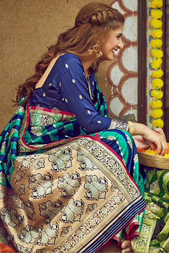 South Silk Saree Cyan Blue South Silk Saree saree online