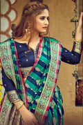 South Silk Saree Cyan Blue South Silk Saree saree online