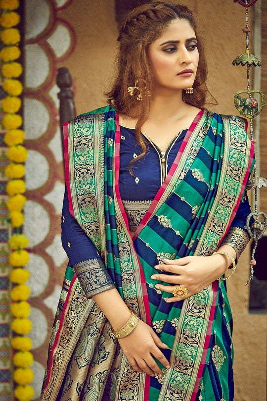 South Silk Saree Cyan Blue South Silk Saree saree online