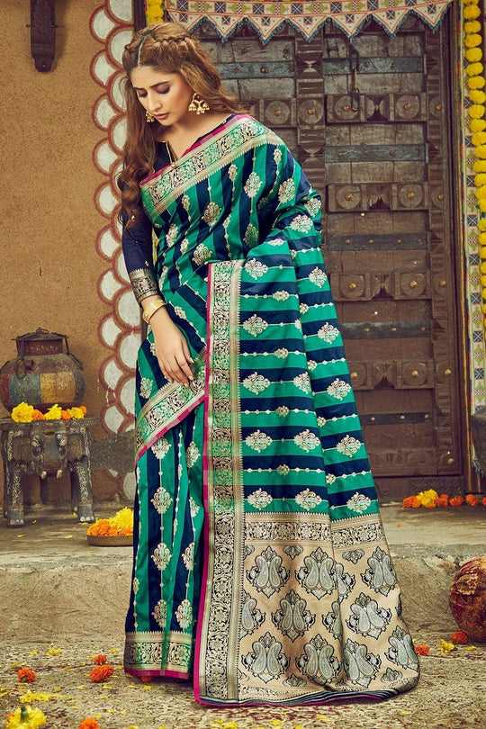 South Silk Saree Cyan Blue South Silk Saree saree online