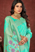 South Silk Saree Cyan Blue Zari Woven Beautiful South Silk Saree saree online