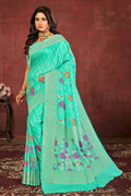 South Silk Saree Cyan Blue Zari Woven Beautiful South Silk Saree saree online