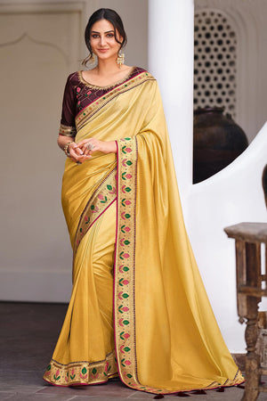 Dandelion Yellow South Silk Saree