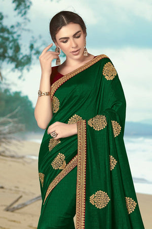 Deep Green Woven South Silk Saree