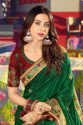 South Silk Saree Deep Green Zari Woven South Silk Saree saree online