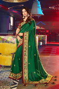 South Silk Saree Deep Green Zari Woven South Silk Saree saree online