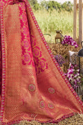 South Silk Saree Deep Pink Woven South Silk Saree saree online