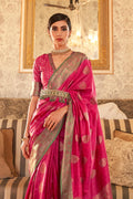 Deep Pink Zari Banarasi Saree