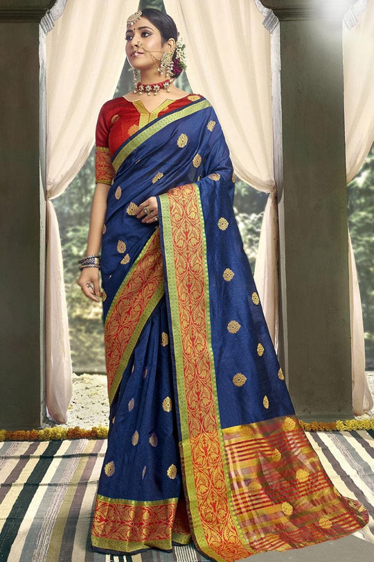 Denim Blue South Silk Saree