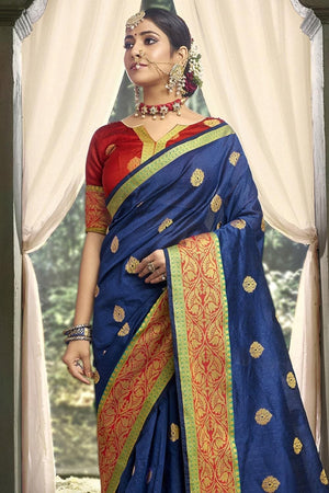Denim Blue South Silk Saree