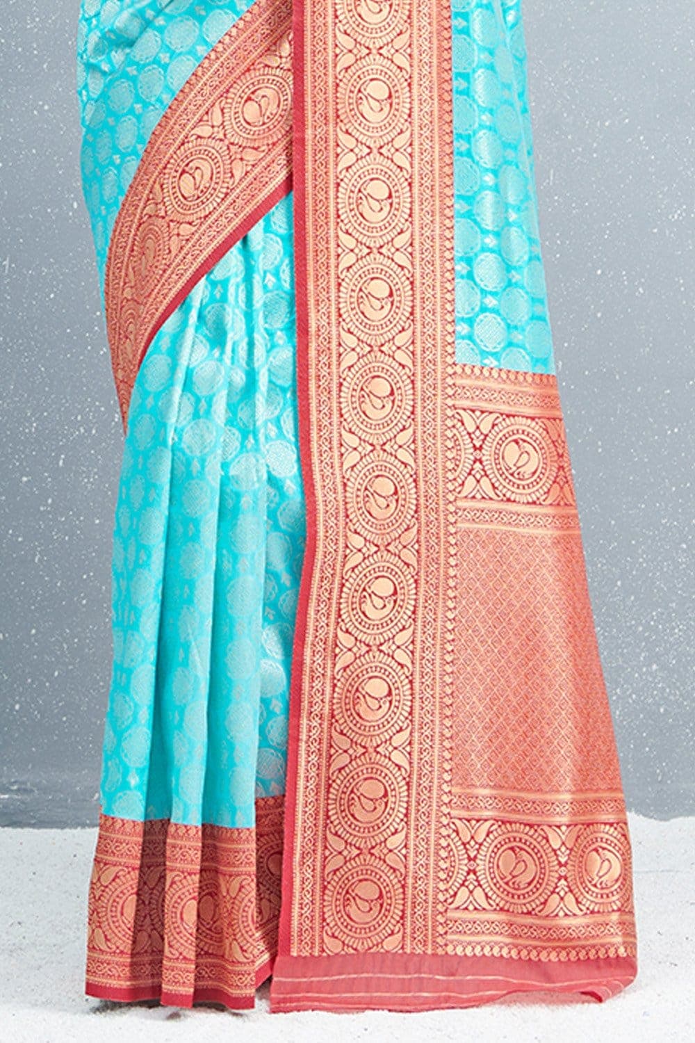 South Silk Saree Designer Arctic Blue Brocade South Silk Saree saree online