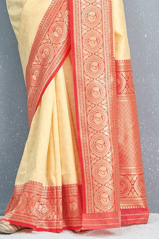 South Silk Saree Designer Banana Yellow Brocade South Silk Saree saree online