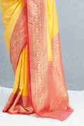 South Silk Saree Designer Butter Yellow Brocade South Silk Saree saree online
