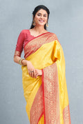 South Silk Saree Designer Butter Yellow Brocade South Silk Saree saree online