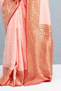 South Silk Saree Designer Lemonade Pink Brocade South Silk Saree saree online