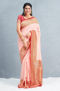 South Silk Saree Designer Lemonade Pink Brocade South Silk Saree saree online