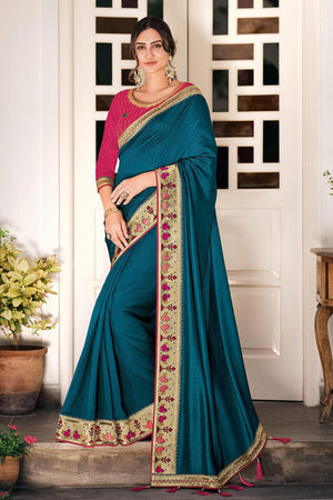 Egyptian Blue South Silk Saree