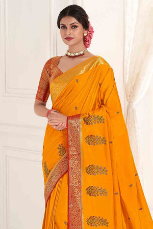 Fire Yellow South Silk Saree