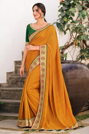Fire Yellow South Silk Saree