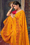 yellow south silk saree