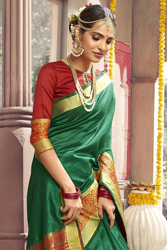Forest Green South Silk Saree