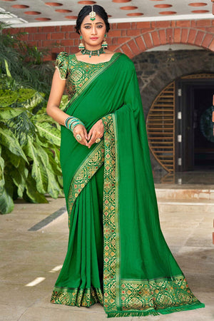 Forest Green South Silk Saree