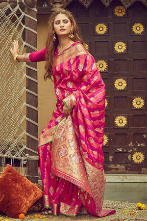 Fuscia Pink South Silk Saree