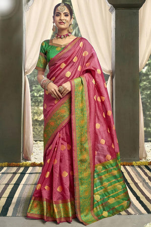 Garnet Pink South Silk Saree
