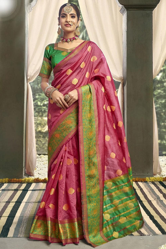Garnet Pink South Silk Saree