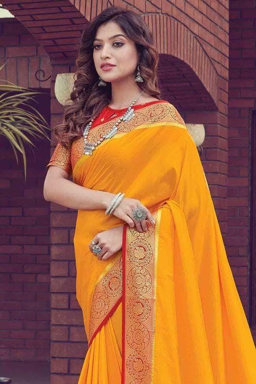 Gold Yellow South Silk Saree
