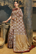 South Silk Saree Golden Grey Zari Woven Beautiful South Silk Saree saree online