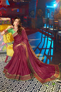 South Silk Saree Grape Purple Zari Woven South Silk Saree saree online