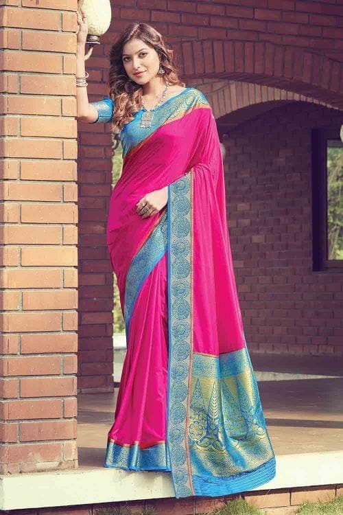 Hot Pink South Silk Saree