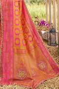 South Silk Saree Hot Pink Woven South Silk Saree saree online