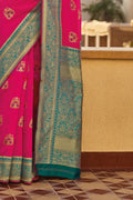 South Silk Saree Hot Pink Woven South Silk Saree saree online