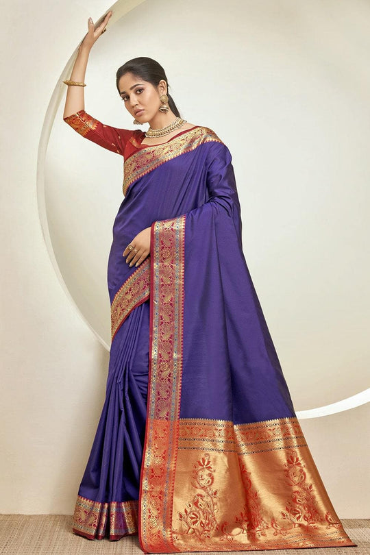 South Silk Saree Indigo Blue South Silk Saree saree online