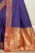 South Silk Saree Indigo Blue South Silk Saree saree online
