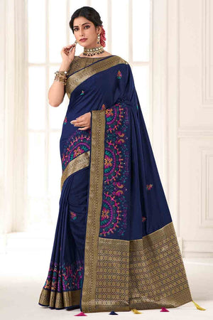 Indigo Blue South Silk Saree