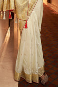 Ivory Cream South Silk Saree