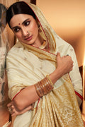 Ivory Cream South Silk Saree