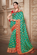 South Silk Saree Jungle Green Woven South Silk Saree saree online