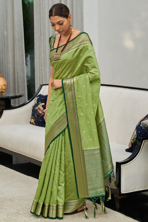 Lawn Green South Silk Saree