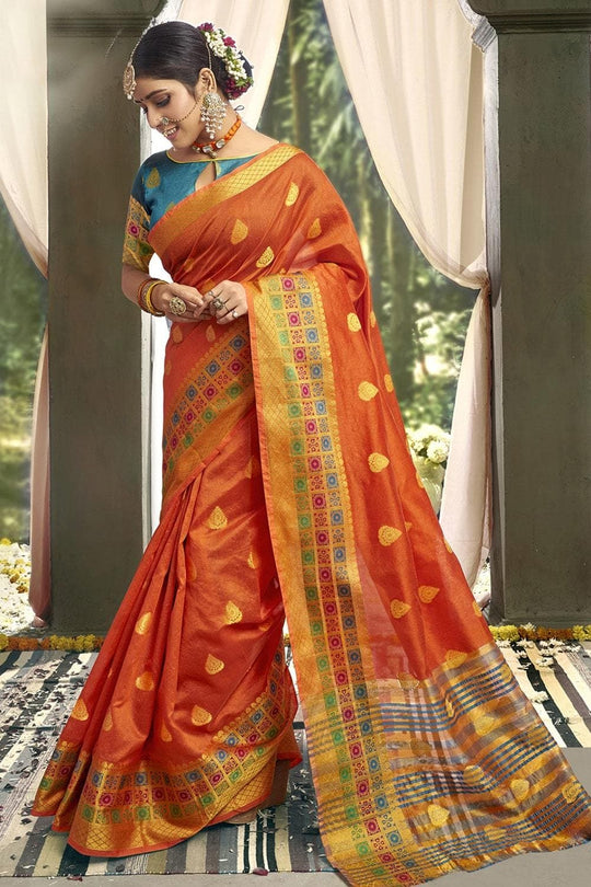 Marmalade Orange South Silk Saree