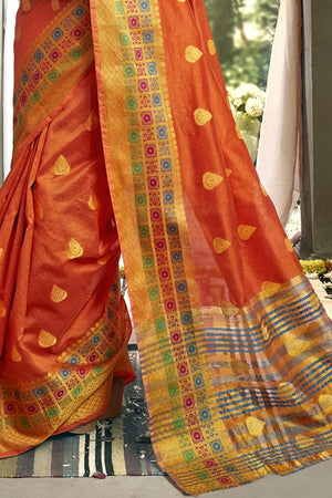 Marmalade Orange South Silk Saree