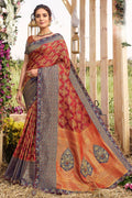 South Silk Saree Maroon Red Woven South Silk Saree saree online