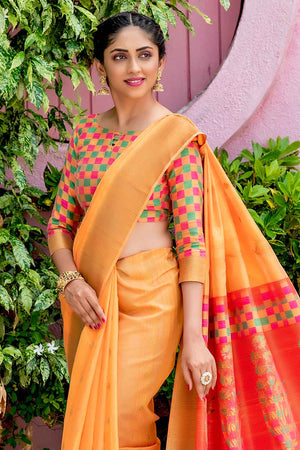 Merigold Orange South Silk Saree