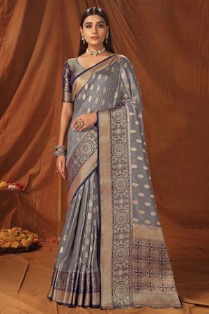 Mink Grey South Silk Saree