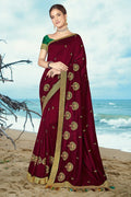 Buy Mulberry purple woven south silk saree online at best price - Karagiri
