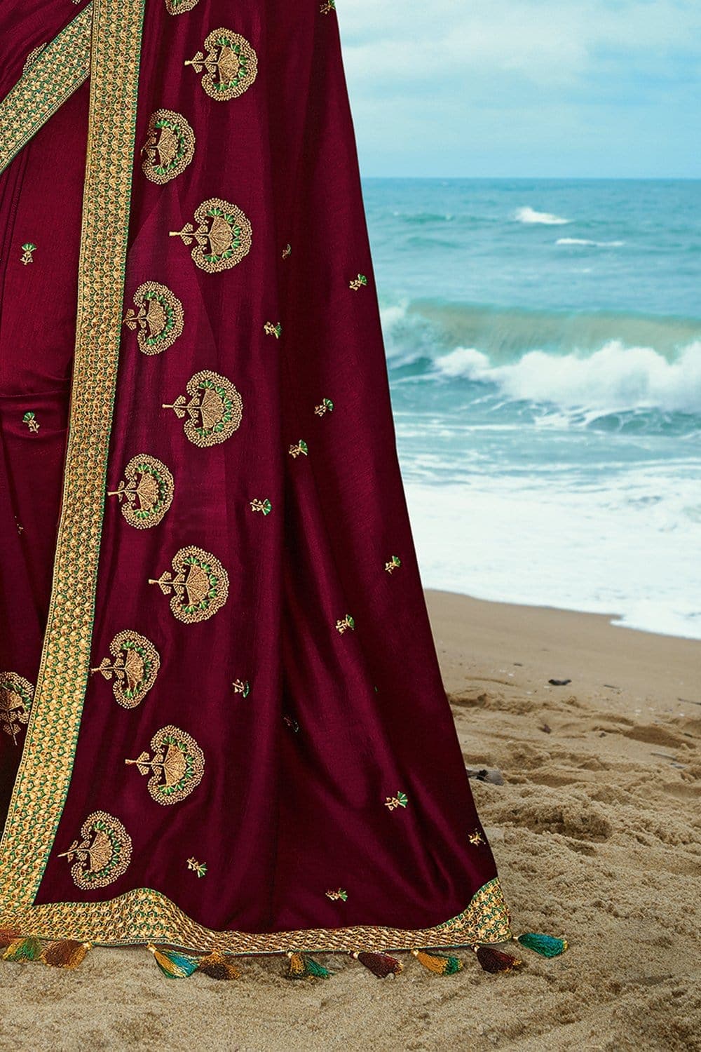 Buy Mulberry purple woven south silk saree online at best price - Karagiri