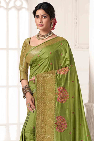 Olive Green South Silk Saree